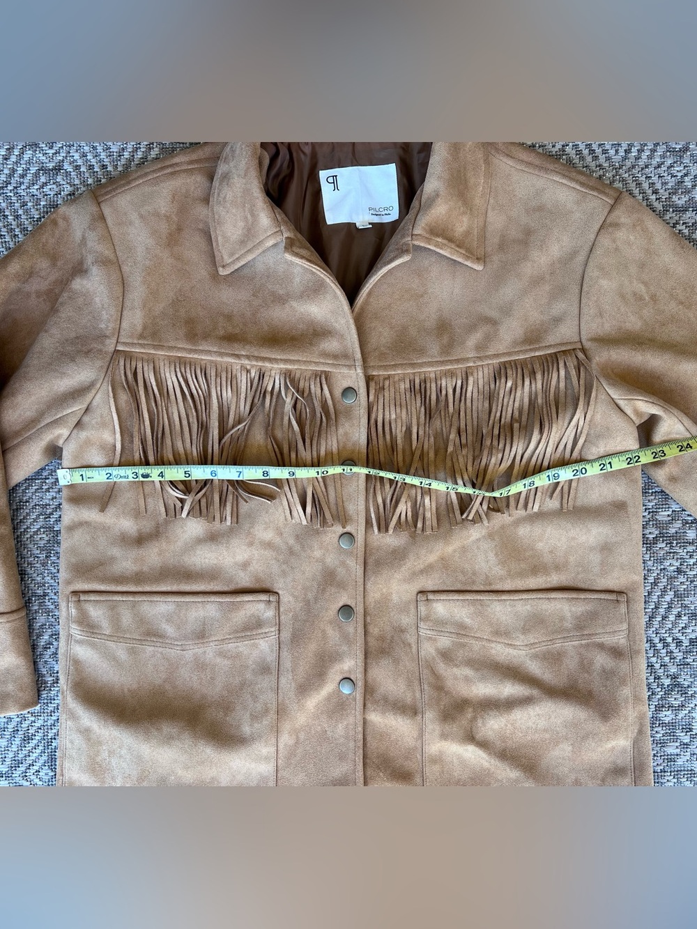 NWT Anthropologie Pilcro Faux Suede Fringe Western Jacket Honey S - Picture 2 of 7